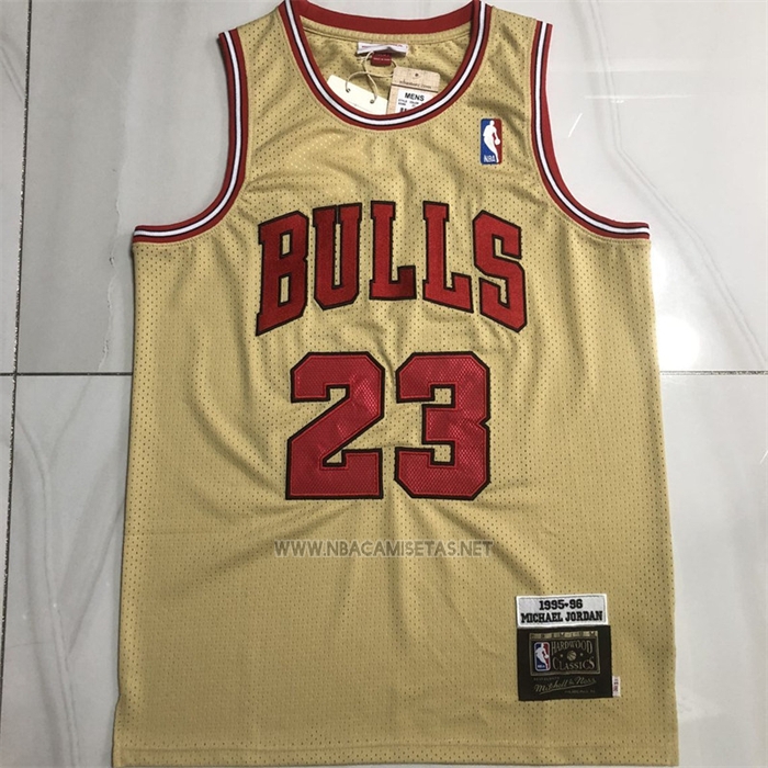 Camiseta Chicago Bulls Michael Jordan NO 23 Mitchell & Ness 1995-96 Oro